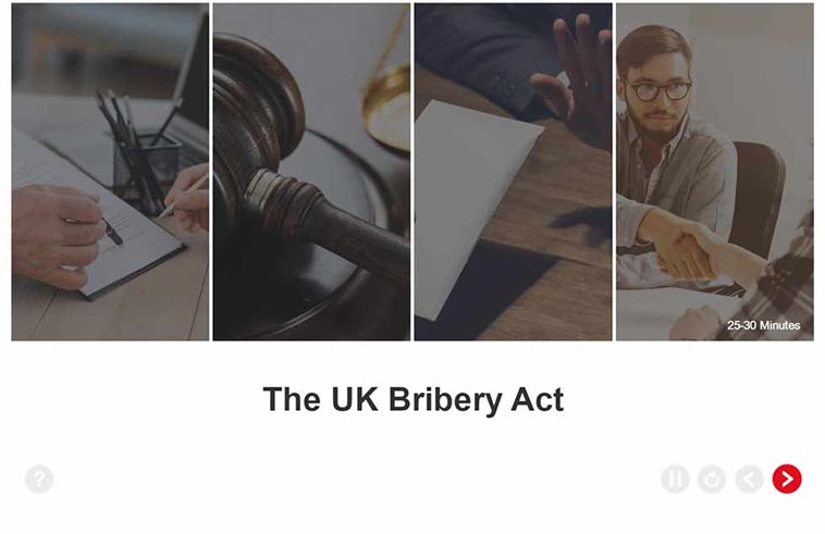 Bribery Act Training - Welcome Screen