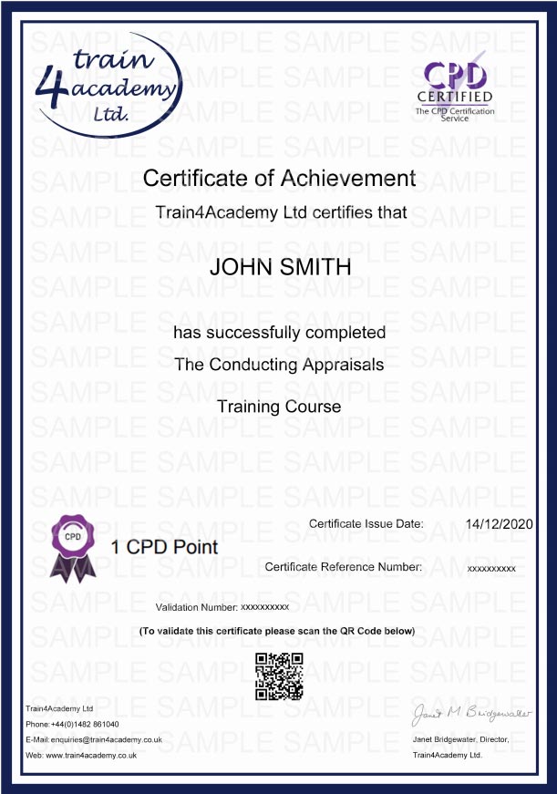Performance Appraisal Training - Certificate Example