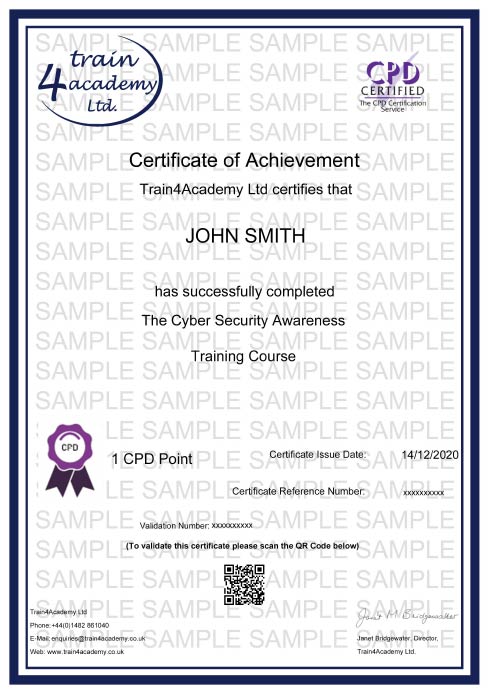 Cyber Security Training - Certificate Example