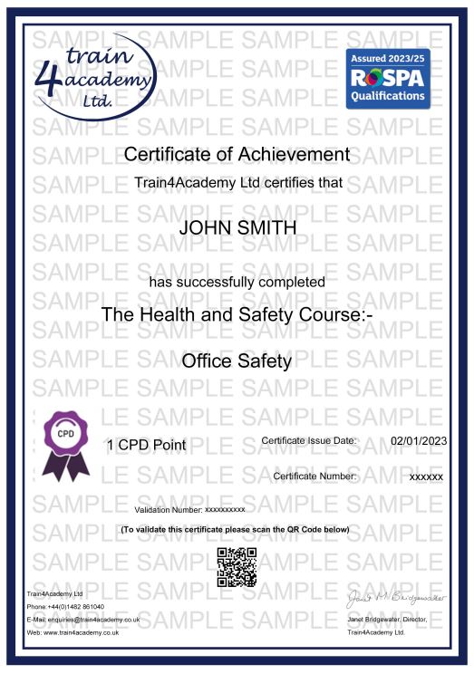 Office-Safety Training - Certificate Example