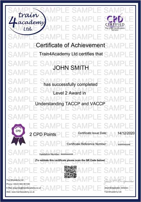 TACCP and VACCP - Certificate Example