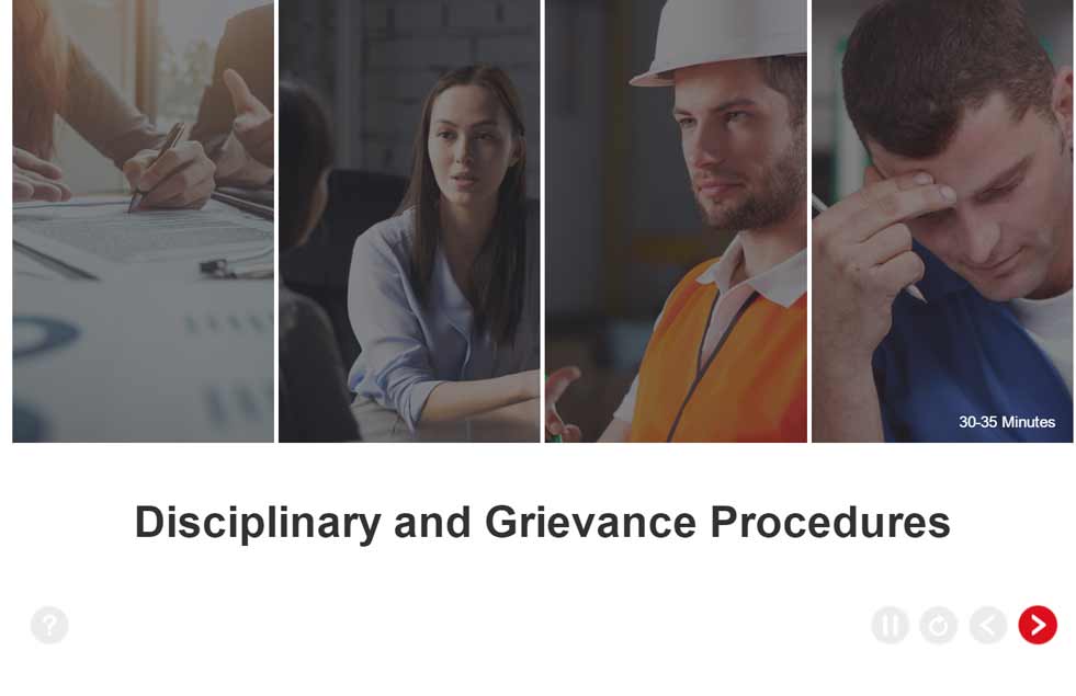 Disciplinary and Grievance Training - Welcome Screen
