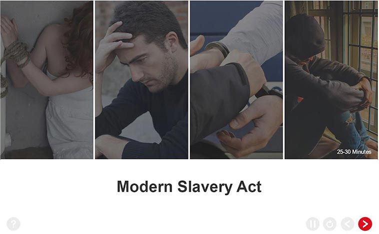 Modern Slavery Training - Welcome Screen