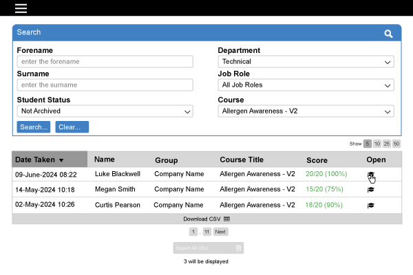 Download each training certficate from our TMS.